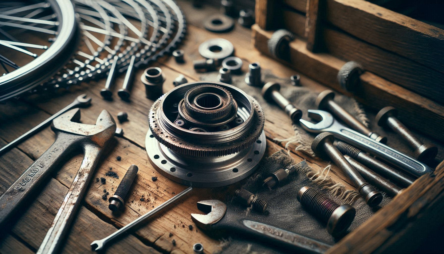 Vorderrad oder Hinterradnabe eines Fahrrads reparieren